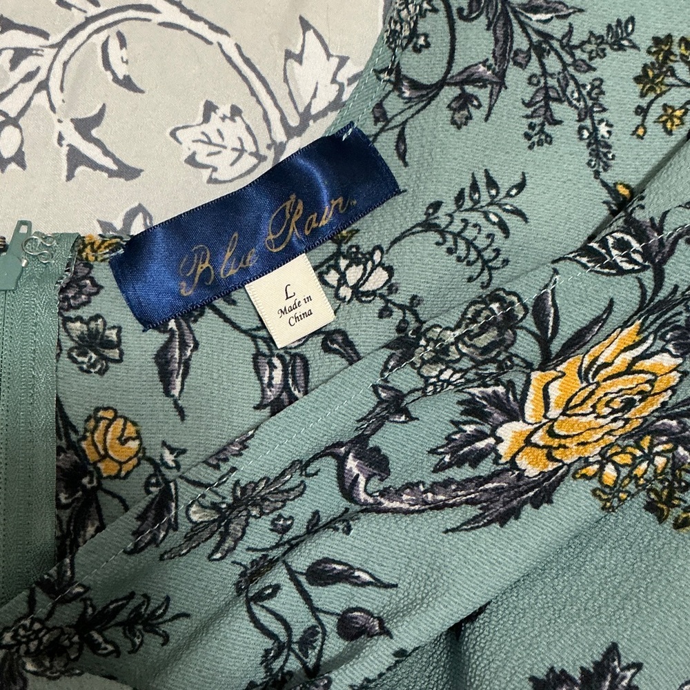 Blue Rain Floral Jumpsuit in Green and Yellow - Picture 2 of 5
